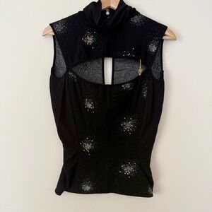 Vintage Rare Roberto Cavalli Astrology Sleeveless Sweater Drapey Mock Neck Sz L